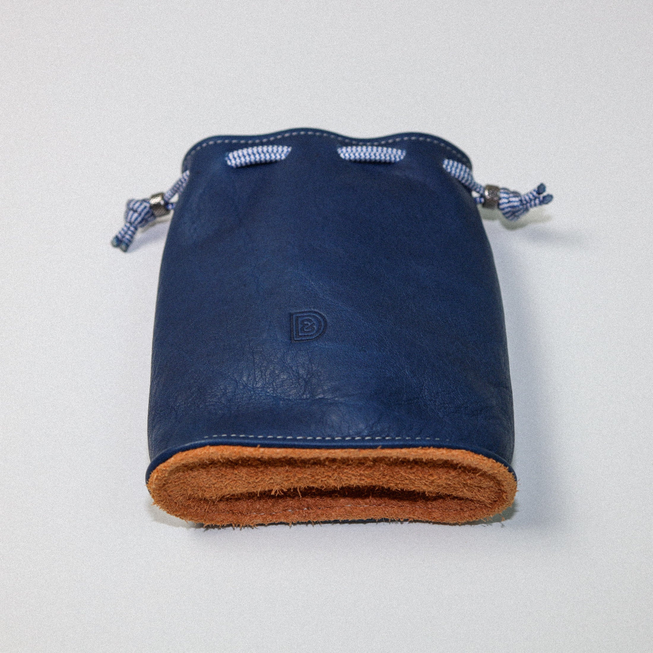 Leather Valuables Pouch - Navy