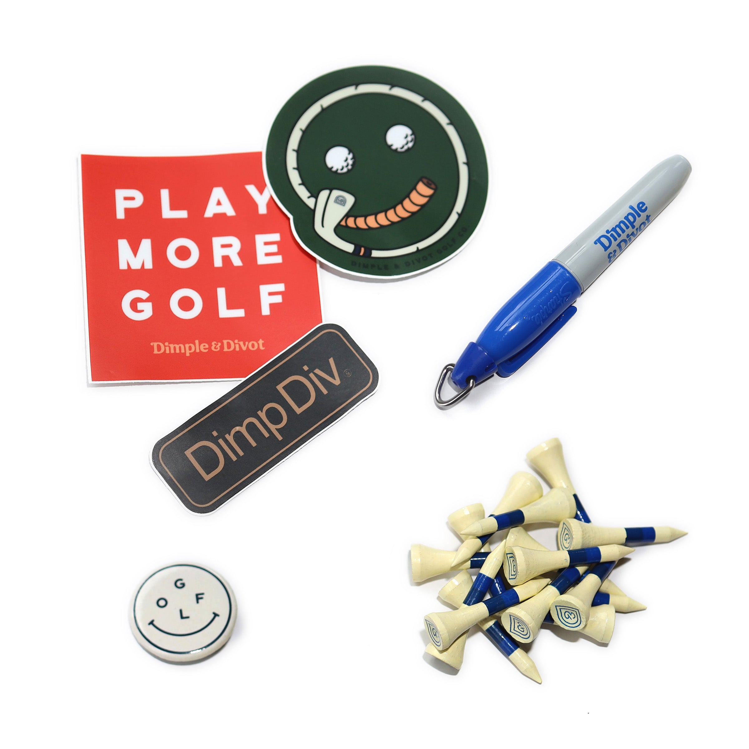 Dimplehead Kit - Stickers, Short Tees, Marker & Pin